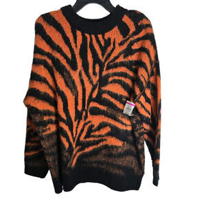 Topshop NWT KNITTED Zebra Fluffy Sweater size 8-10 oversized look